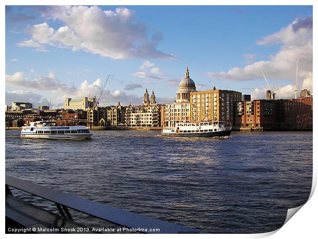 St Pauls across the river Print by Malcolm Snook