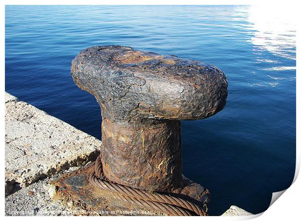 Rusty Old Mooring Bollard Print by Malcolm Snook