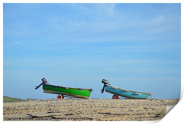 Dinghies on the beach Print by Malcolm Snook