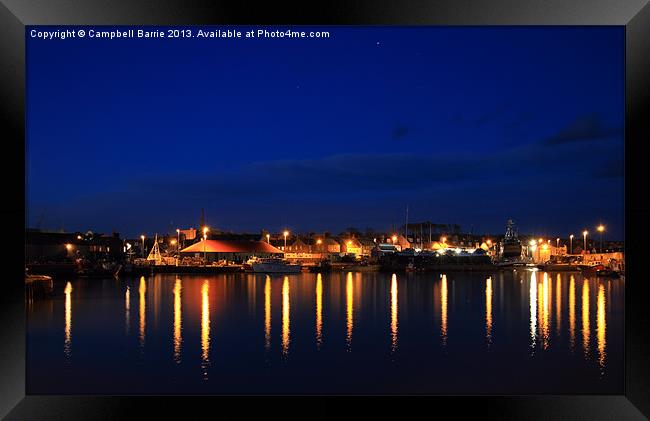 Arbroath Harbour at dusk Framed Print by Campbell Barrie