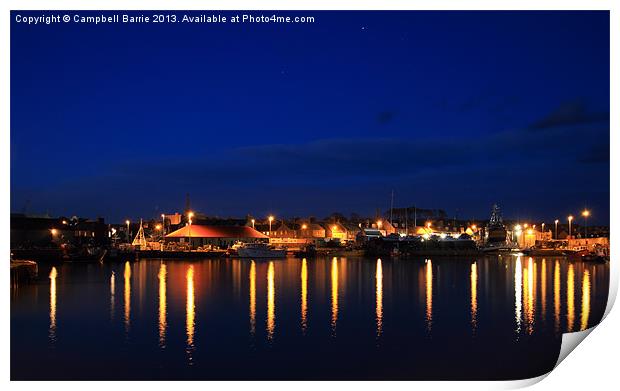 Arbroath Harbour at dusk Print by Campbell Barrie