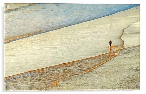 Shore Surfing, skim boarding. Avila beach, Califor Acrylic by Eyal Nahmias