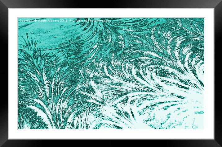 Ice Feathers In Cyan Framed Mounted Print by Martin Albones
