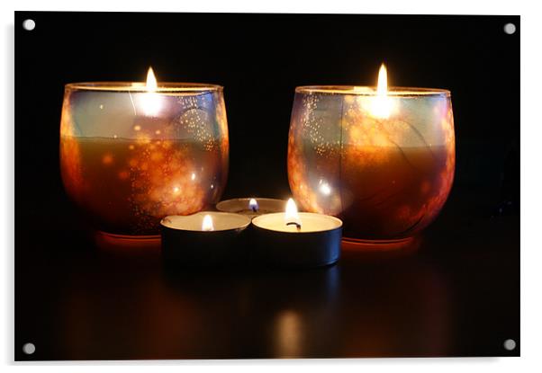 Winter Candles Acrylic by Lewis Nye