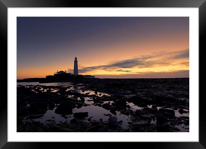 St Marry`s Lighthouse Framed Mounted Print by Northeast Images