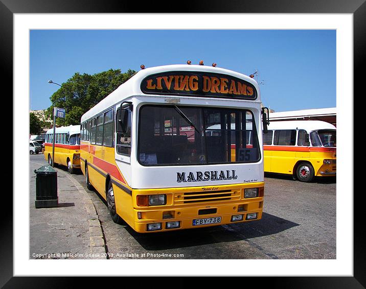Classic Maltese Buses Framed Mounted Print by Malcolm Snook
