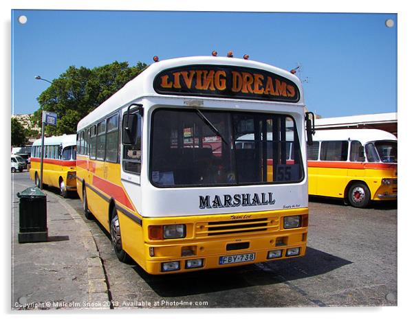 Classic Maltese Buses Acrylic by Malcolm Snook