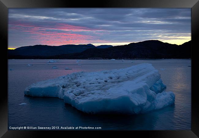 Greenland Frozen Sunset Framed Print by Gillian Sweeney