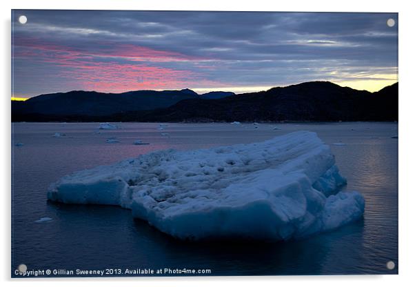 Greenland Frozen Sunset Acrylic by Gillian Sweeney