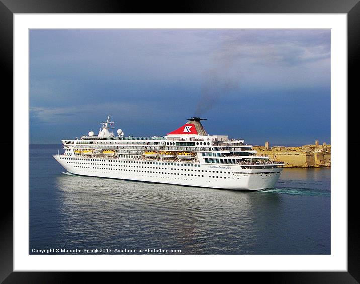 Liner leaving Malta Framed Mounted Print by Malcolm Snook