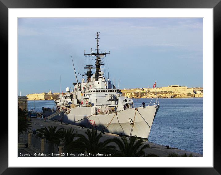 Frigate in Malta Framed Mounted Print by Malcolm Snook