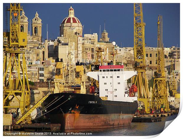Port of Valletta Print by Malcolm Snook