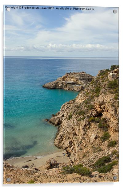 Rugged coastline on Ibiza Acrylic by Frederick McLean