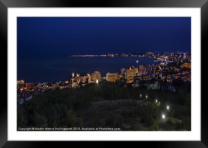 Sunny Beach at Night Framed Mounted Print by mhfore Photography