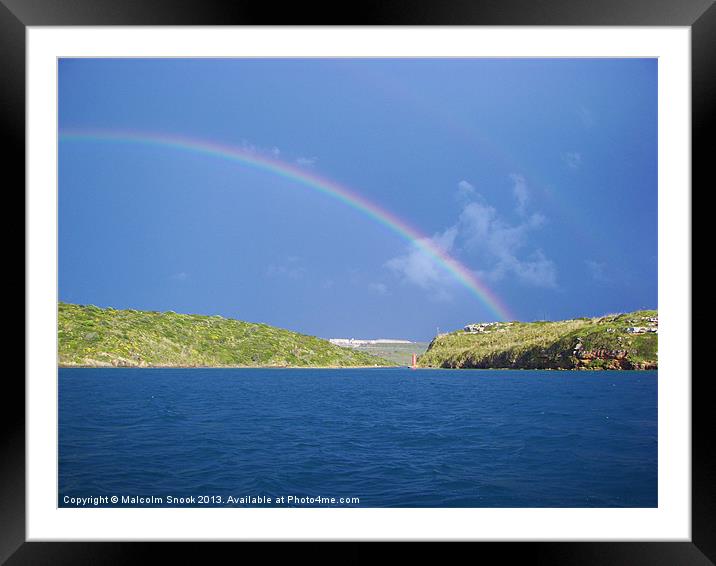 Rainbow over La Mola Framed Mounted Print by Malcolm Snook