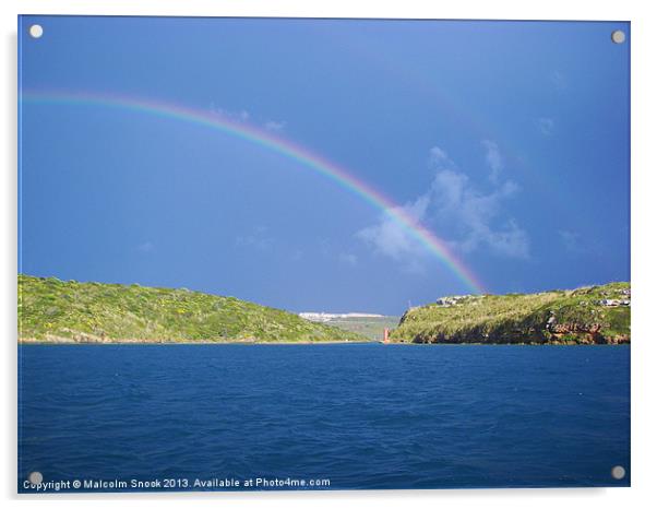Rainbow over La Mola Acrylic by Malcolm Snook