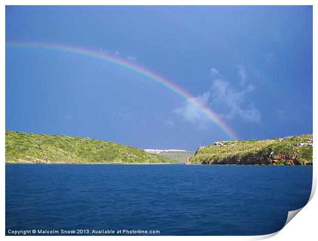 Rainbow over La Mola Print by Malcolm Snook
