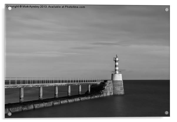 Amble South pier. Acrylic by Mark Aynsley
