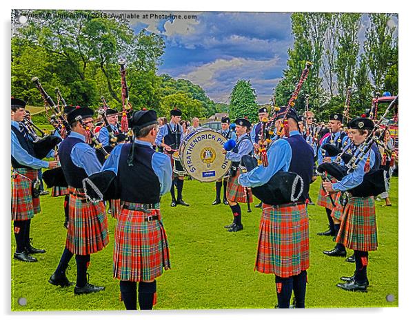 Strathendrick Pipe Band Acrylic by Chris Archer