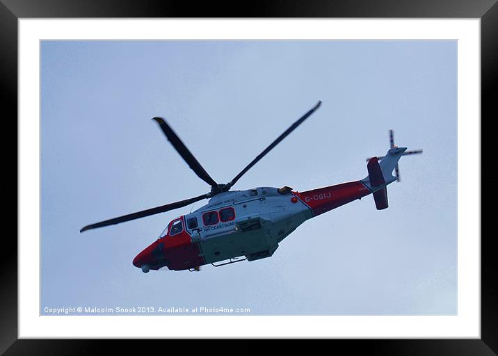 UK Coastguard Helicopter Framed Mounted Print by Malcolm Snook
