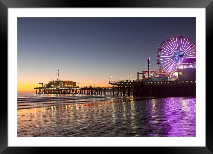Santa Monica Pier and beach Framed Mounted Print by peter schickert
