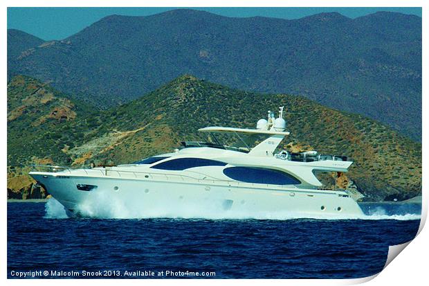 Fast Motor Yacht Print by Malcolm Snook