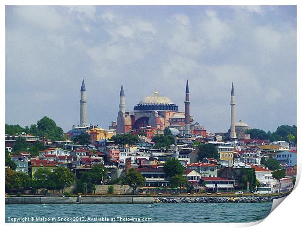 Hagia Sophia from the Bosphorus Print by Malcolm Snook
