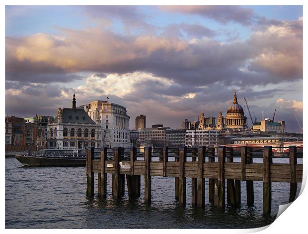 The Thames at Dusk Print by Cheryl Quine