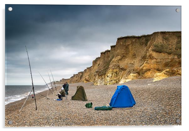 Fishing on Weybourne Beach Acrylic by Stephen Mole