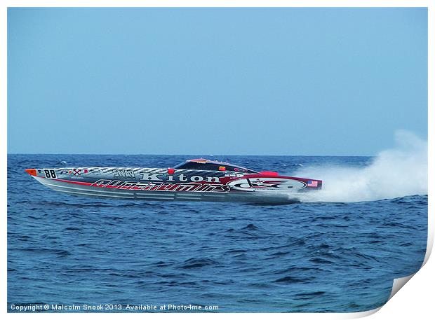 Kiton offshore powerboat racer Print by Malcolm Snook