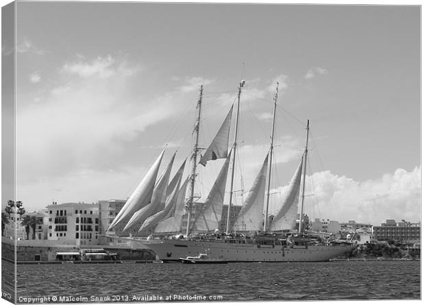 Tall Ship under sail Canvas Print by Malcolm Snook