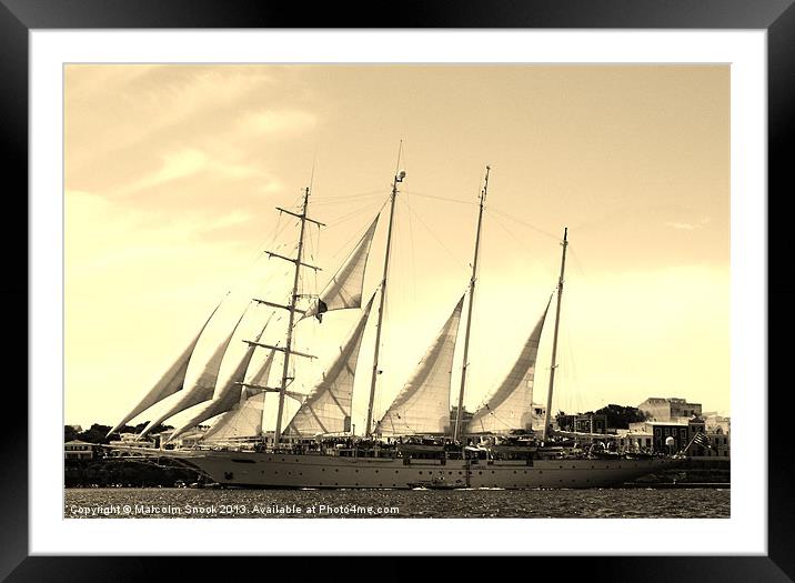 Tall ship sailing Framed Mounted Print by Malcolm Snook