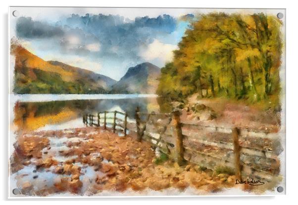 Buttermere Autumn Watercolour Acrylic by Dave Wilson