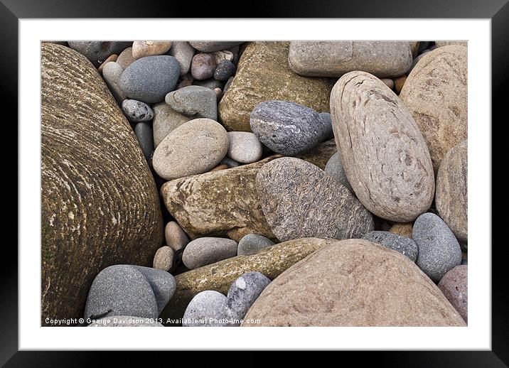 Pebbles Framed Mounted Print by George Davidson
