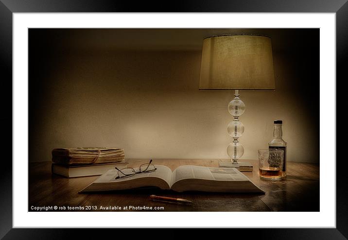 LATE NIGHT READING Framed Mounted Print by Rob Toombs