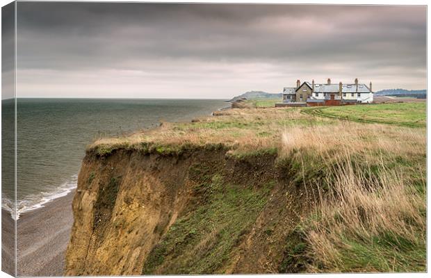 Cottages on Cliffs at Weybourne Canvas Print by Stephen Mole