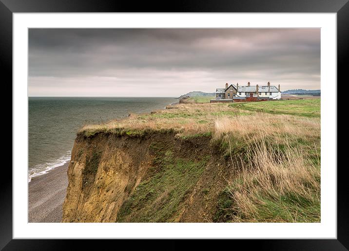 Cottages on Cliffs at Weybourne Framed Mounted Print by Stephen Mole