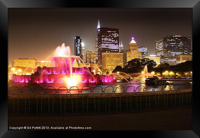 Buckingham Fountain Lights, Chicago Framed Print by Ed Pettitt