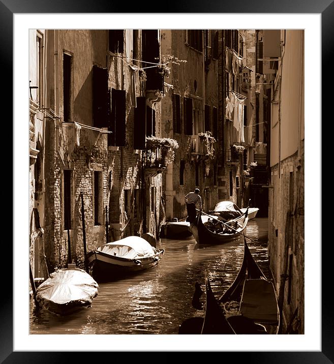 Venice canal Framed Mounted Print by barbara walsh