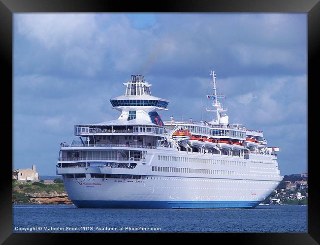Cruise Liner Thomson Destiny Framed Print by Malcolm Snook