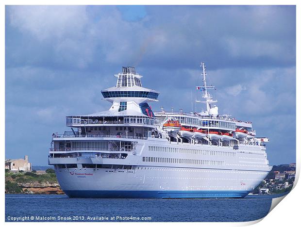 Cruise Liner Thomson Destiny Print by Malcolm Snook