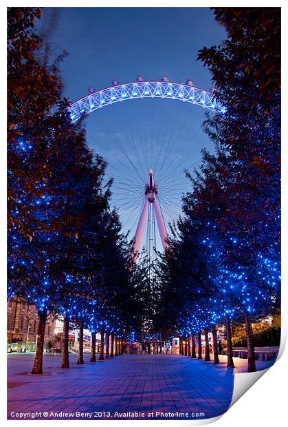London Eye Avenue of Trees Print by Andrew Berry