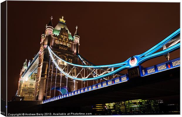 Tower Bridge at Night Canvas Print by Andrew Berry