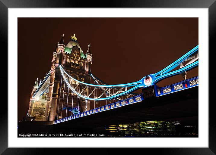 Tower Bridge at Night Framed Mounted Print by Andrew Berry