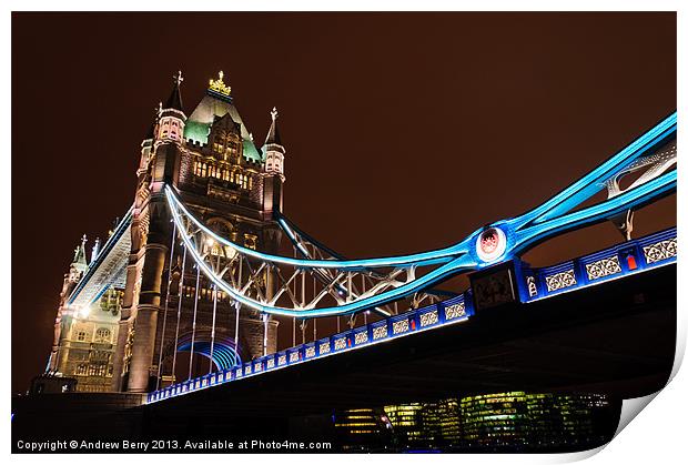 Tower Bridge at Night Print by Andrew Berry
