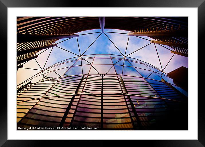 Sky Reflections in a Glass Building Framed Mounted Print by Andrew Berry