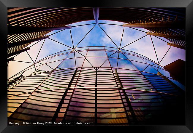 Sky Reflections in a Glass Building Framed Print by Andrew Berry