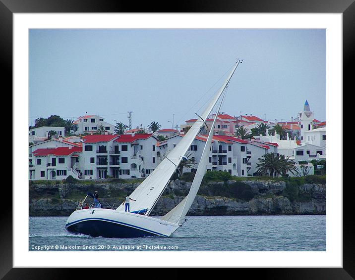 Yacht at full speed Framed Mounted Print by Malcolm Snook