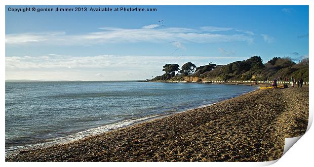 New Year at Lepe Beach Print by Gordon Dimmer