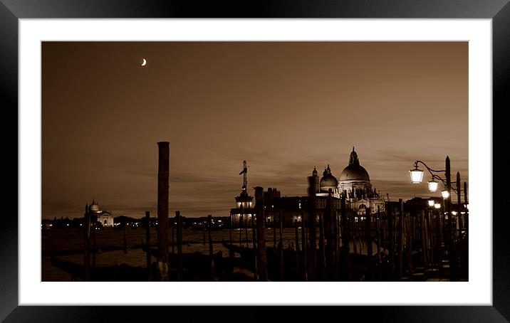Venice at night Framed Mounted Print by barbara walsh